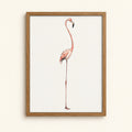 Standing flamingo in watercolor on a cream background — bird wall art print