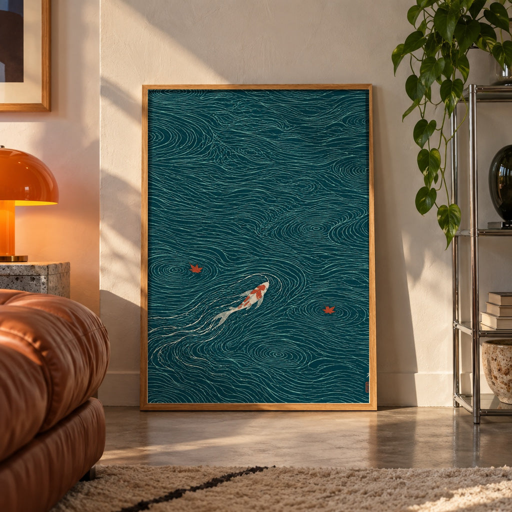 Koi ripples poster displayed in a room