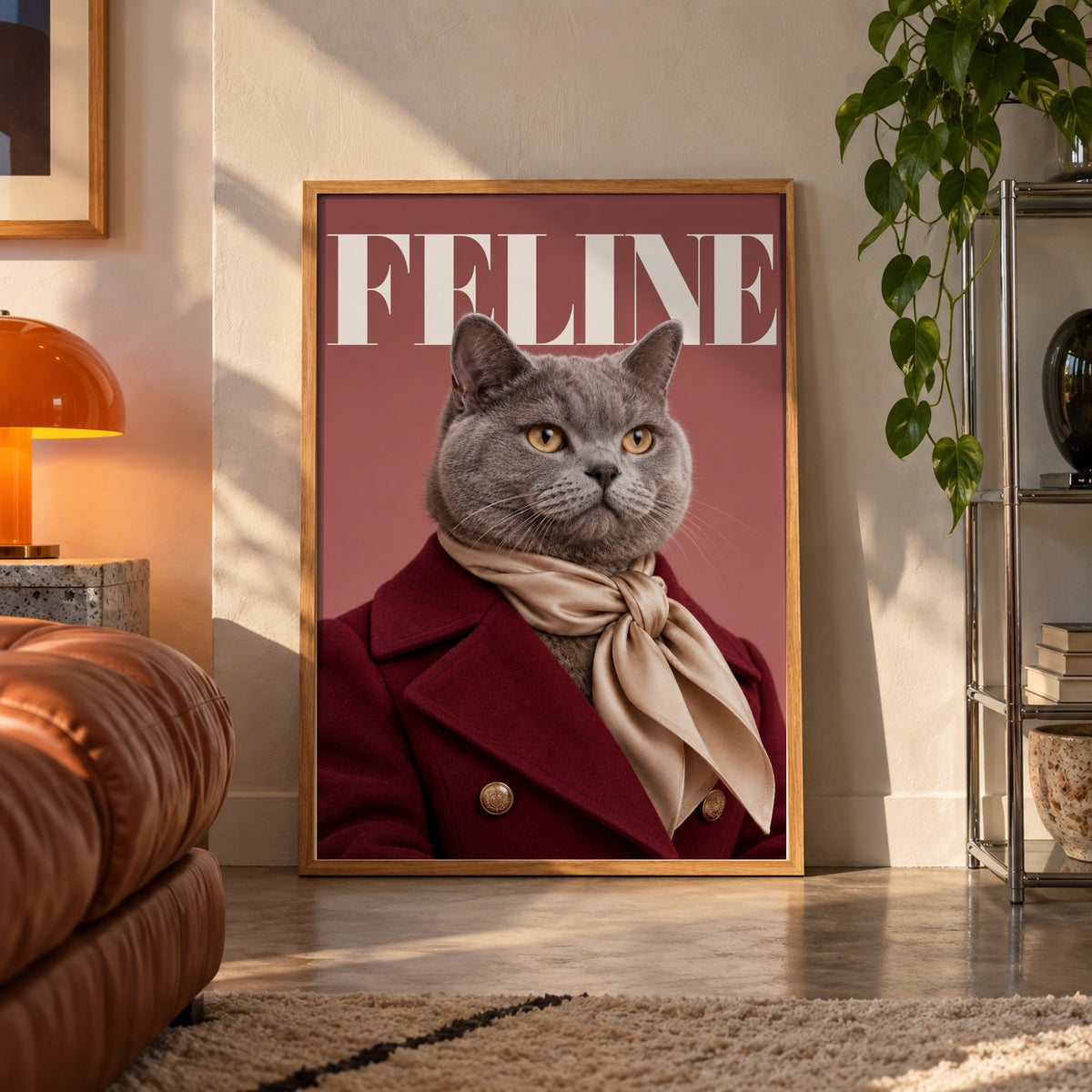 Feline British Shorthair poster displayed in a room