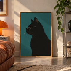 Cool black cat sunglasses poster displayed in a room