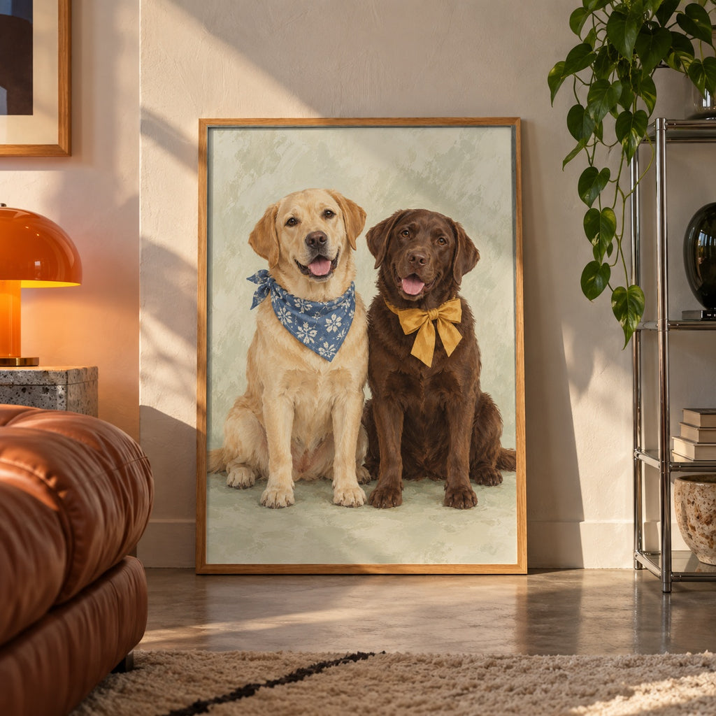 Labrador duo poster displayed in a room