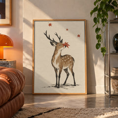 Autumn deer poster displayed in a room