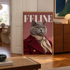 Feline British Shorthair poster — poster in a styled room