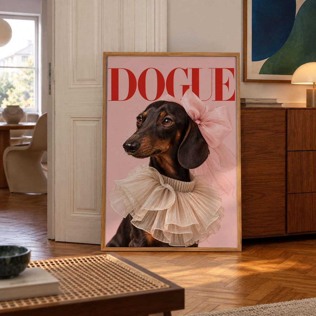 Dogue dachshund poster — poster in a styled room