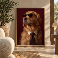 Golden retriever in a suit poster — wall art poster display