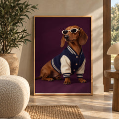 Dachshund varsity jacket poster — wall art poster display