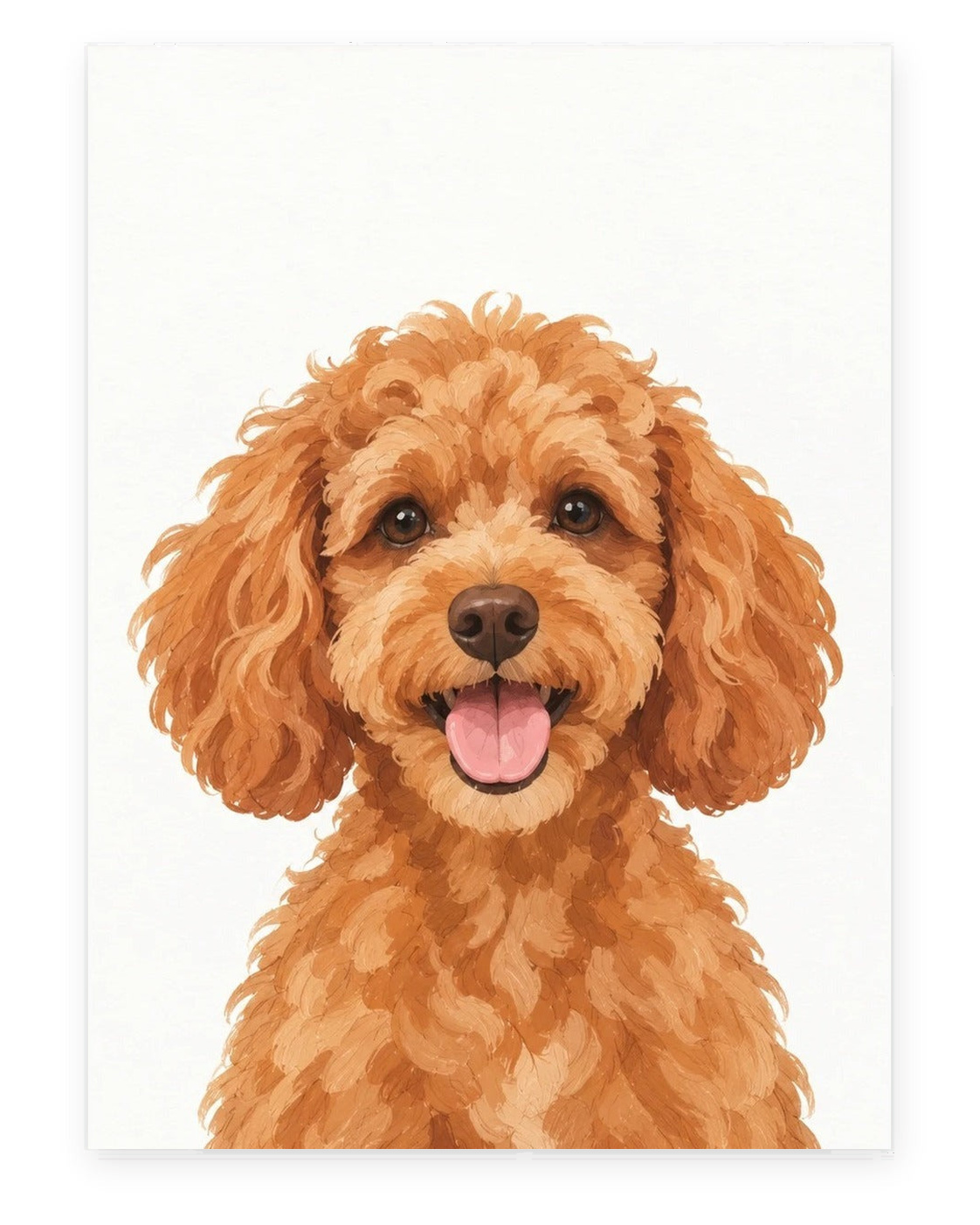 Custom pet portrait example, White background, No name print, Unframed