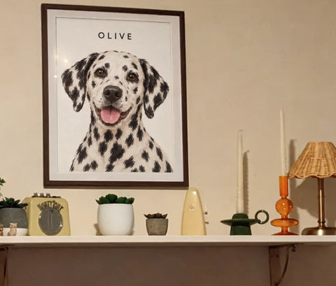 Customer's framed portrait of Olive, a Dalmatian