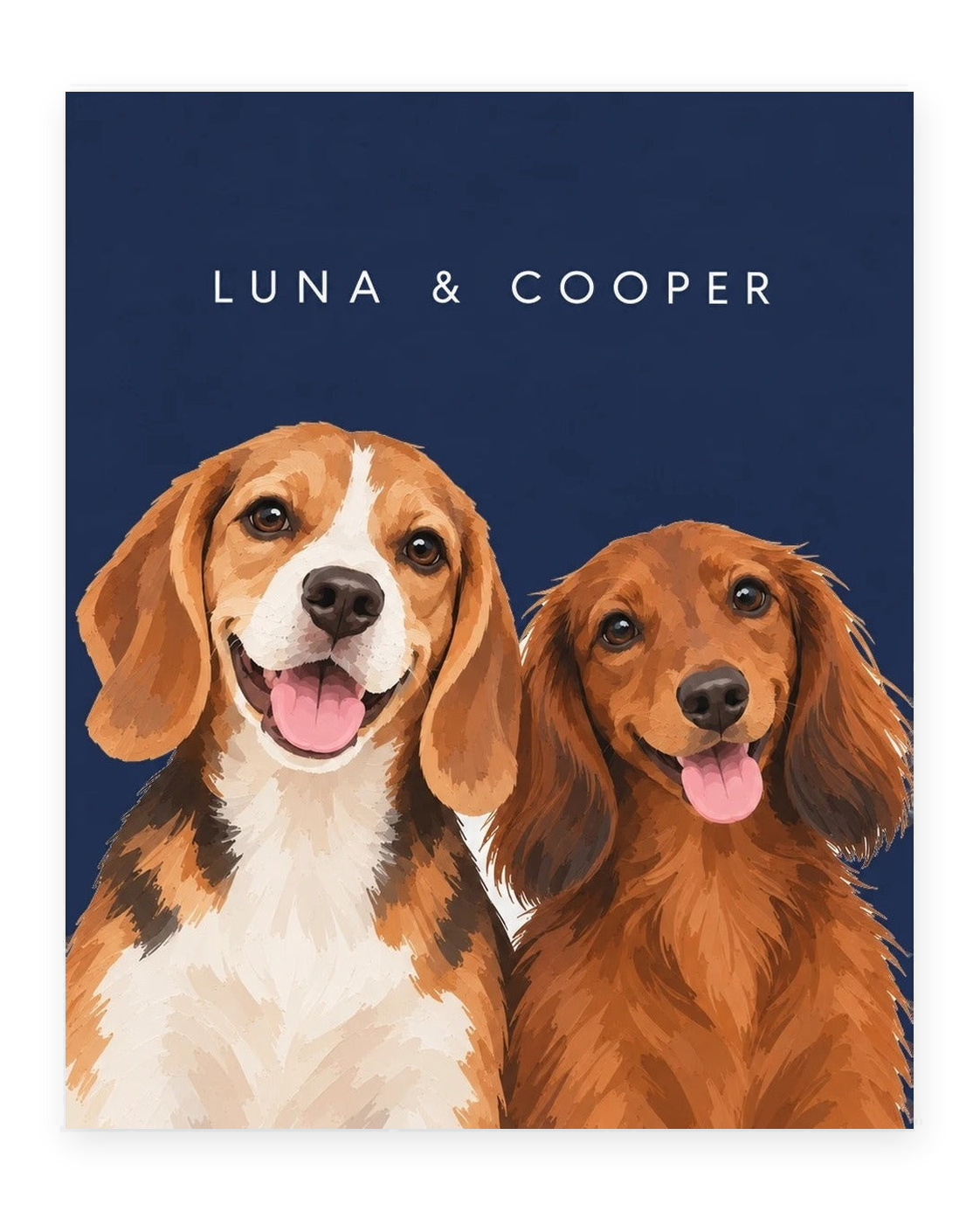 The Duo example, Navy background, With name print, Unframed