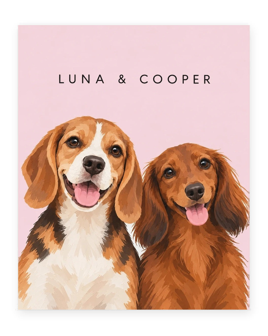 The Duo example, Pink background, With name print, Unframed