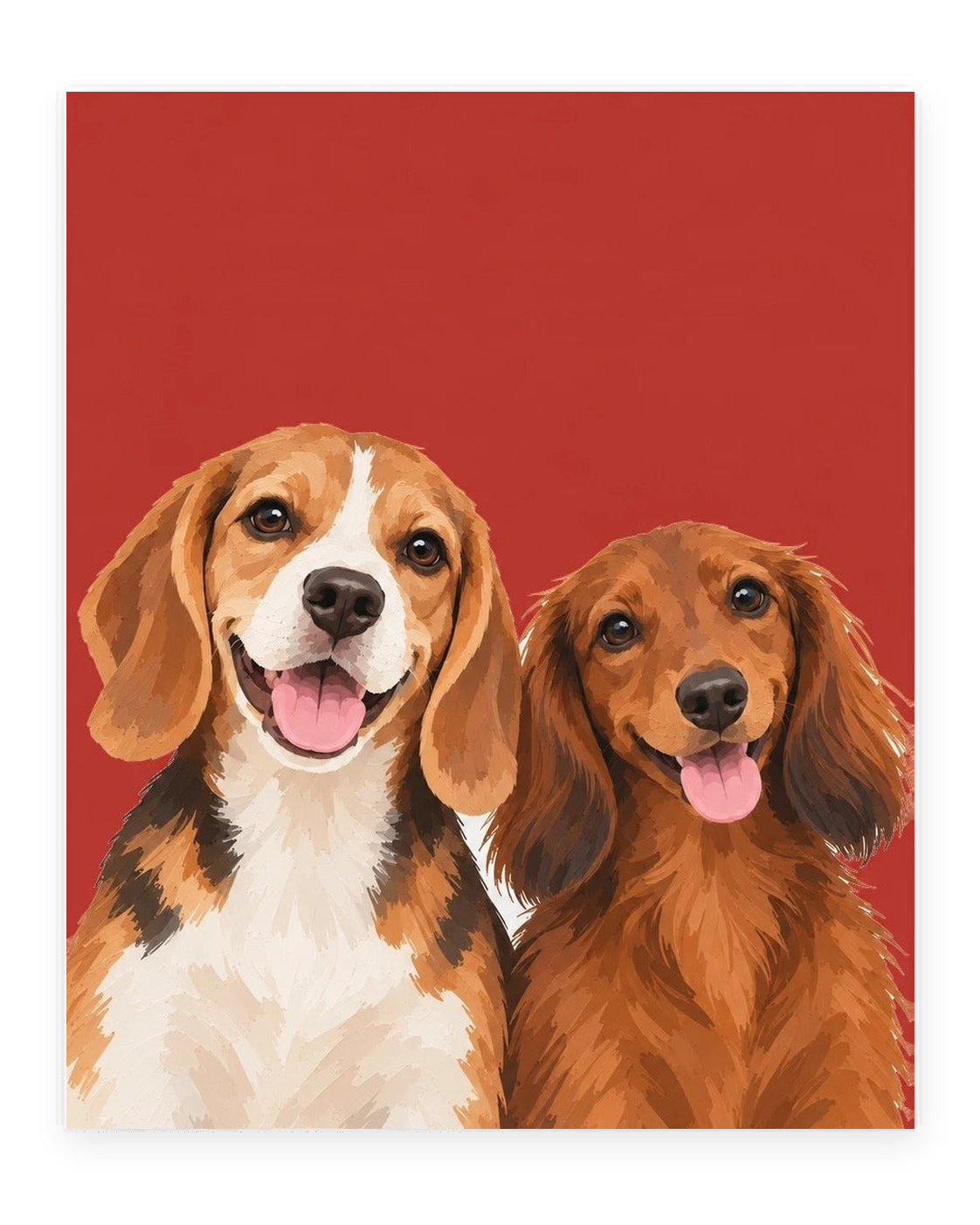 The Duo example, Red background, No name print, Unframed