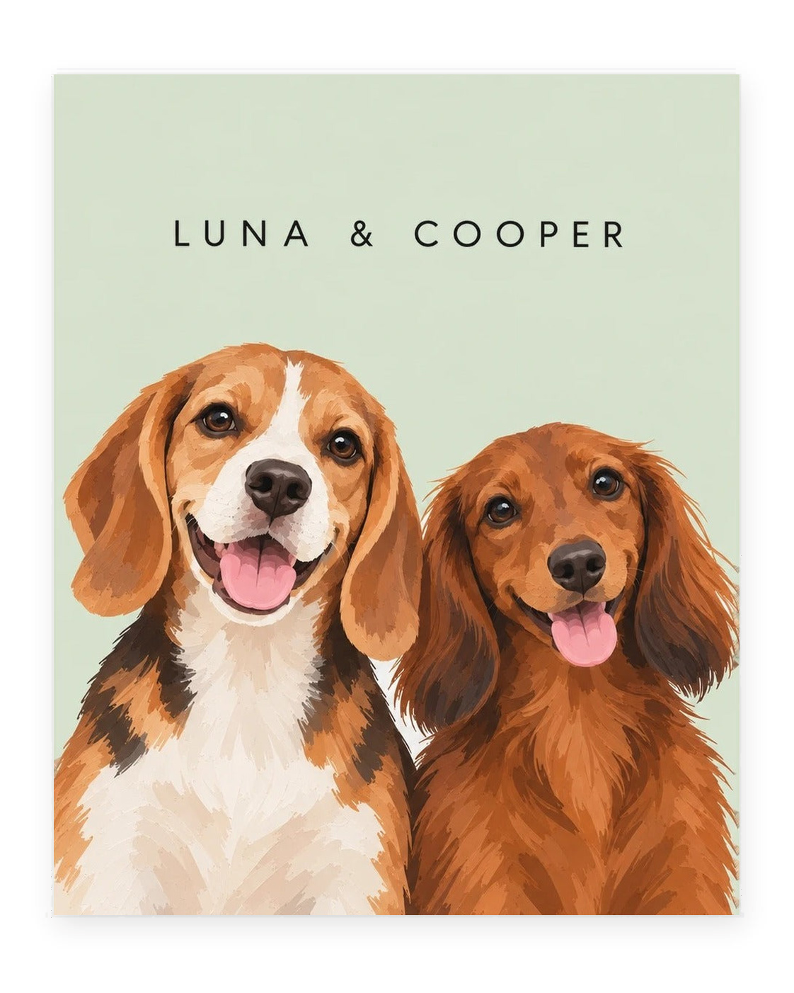 The Duo example, Sage background, With name print, Unframed