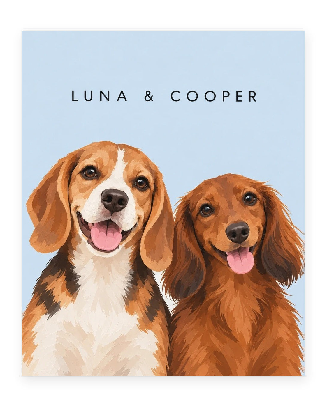 The Duo example, Sky Blue background, With name print, Unframed