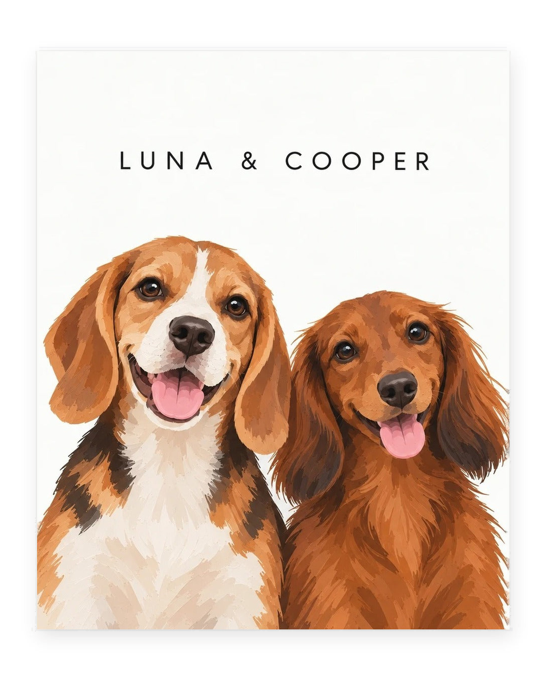 The Duo example, White background, With name print, Unframed