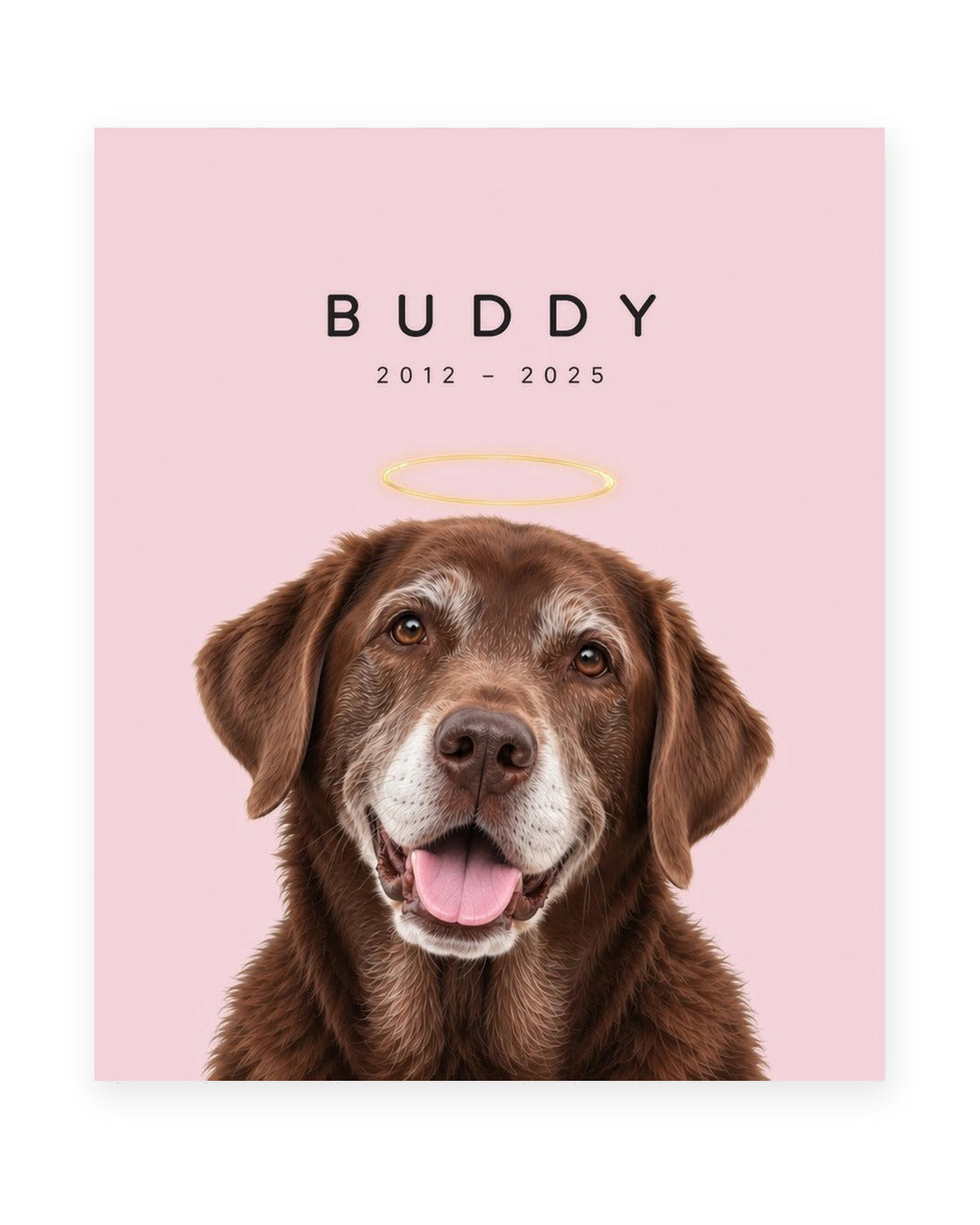 Forever Loved example, Pink background, With name print, Unframed