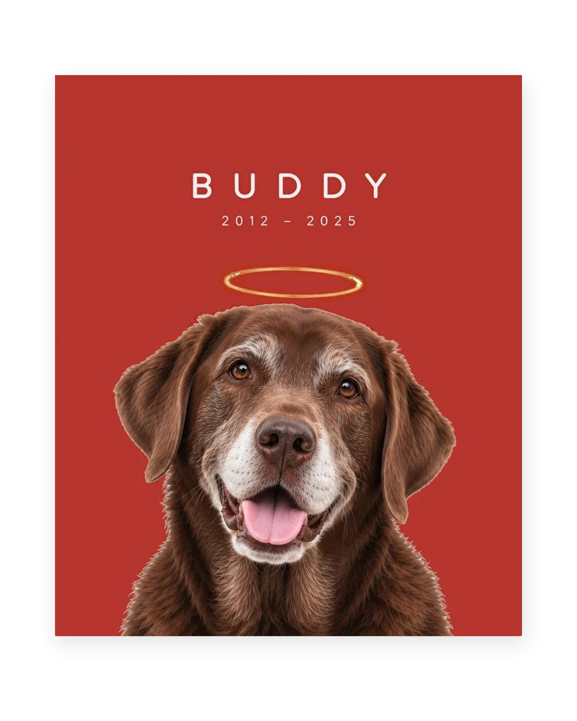Forever Loved example, Red background, With name print, Unframed