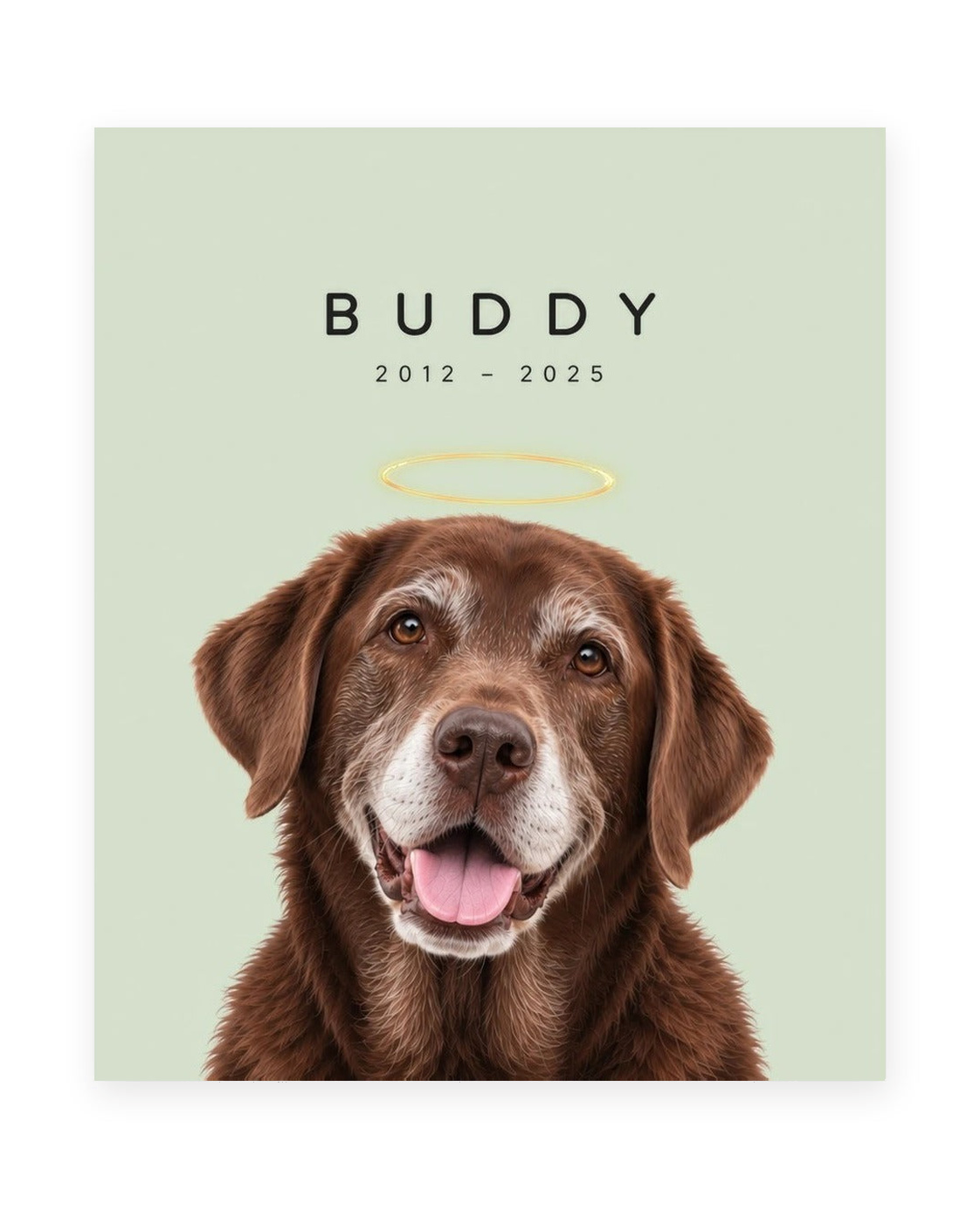 Forever Loved example, Sage background, With name print, Unframed