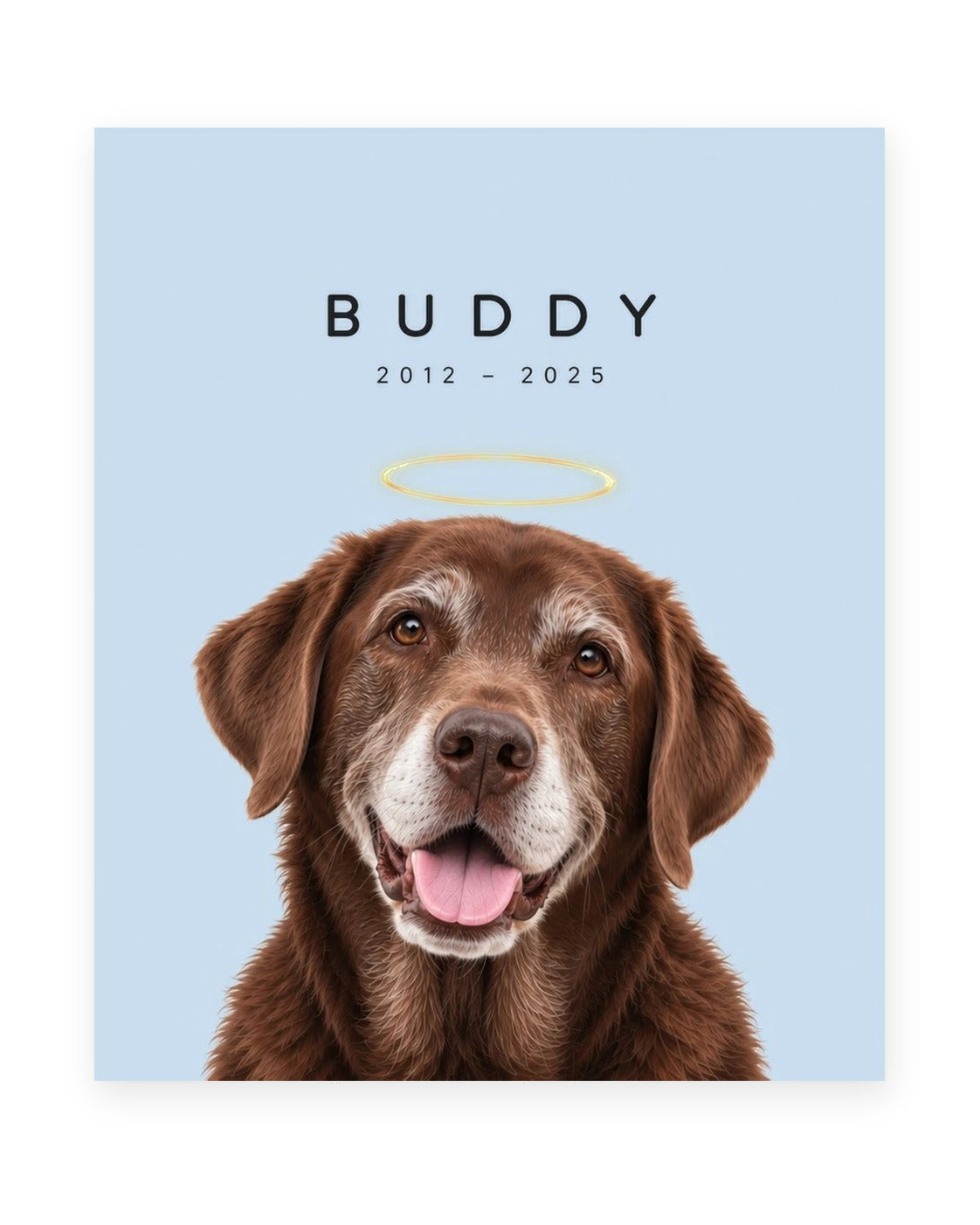 Forever Loved example, Sky Blue background, With name print, Unframed