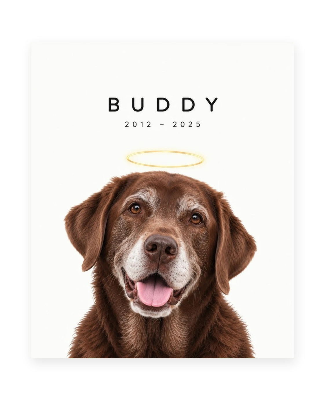 Forever Loved example, White background, With name print, Unframed
