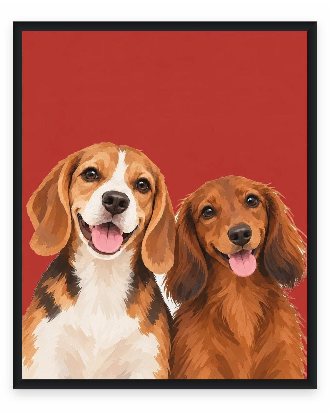 The Duo example, Red background, No name print, Black frame