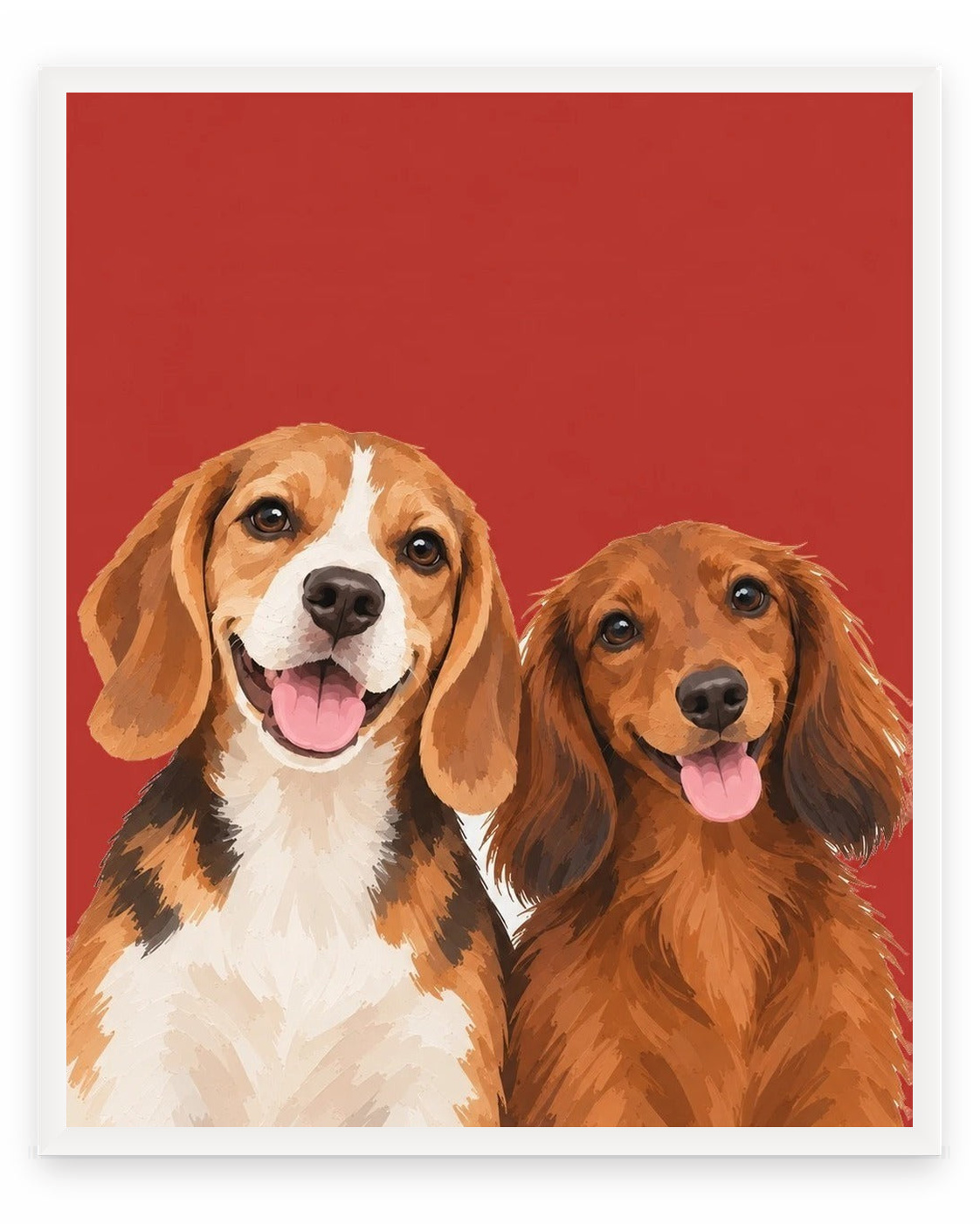 The Duo example, Red background, No name print, White frame
