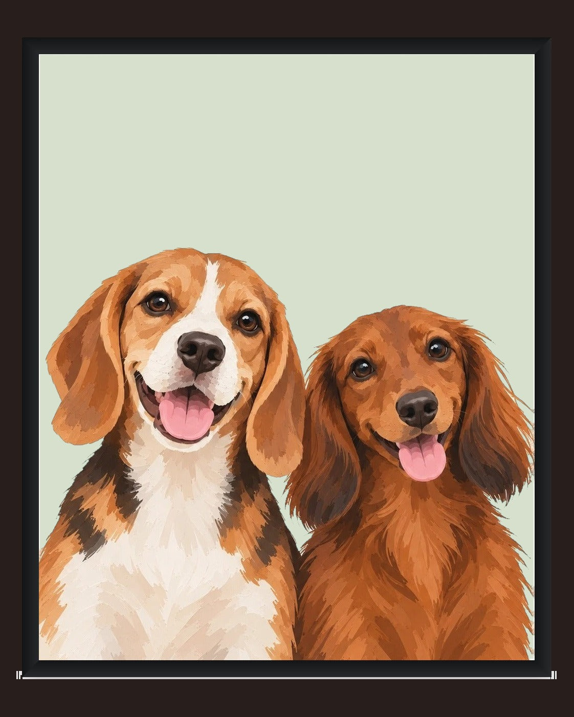 The Duo example, Sage background, No name print, Black frame