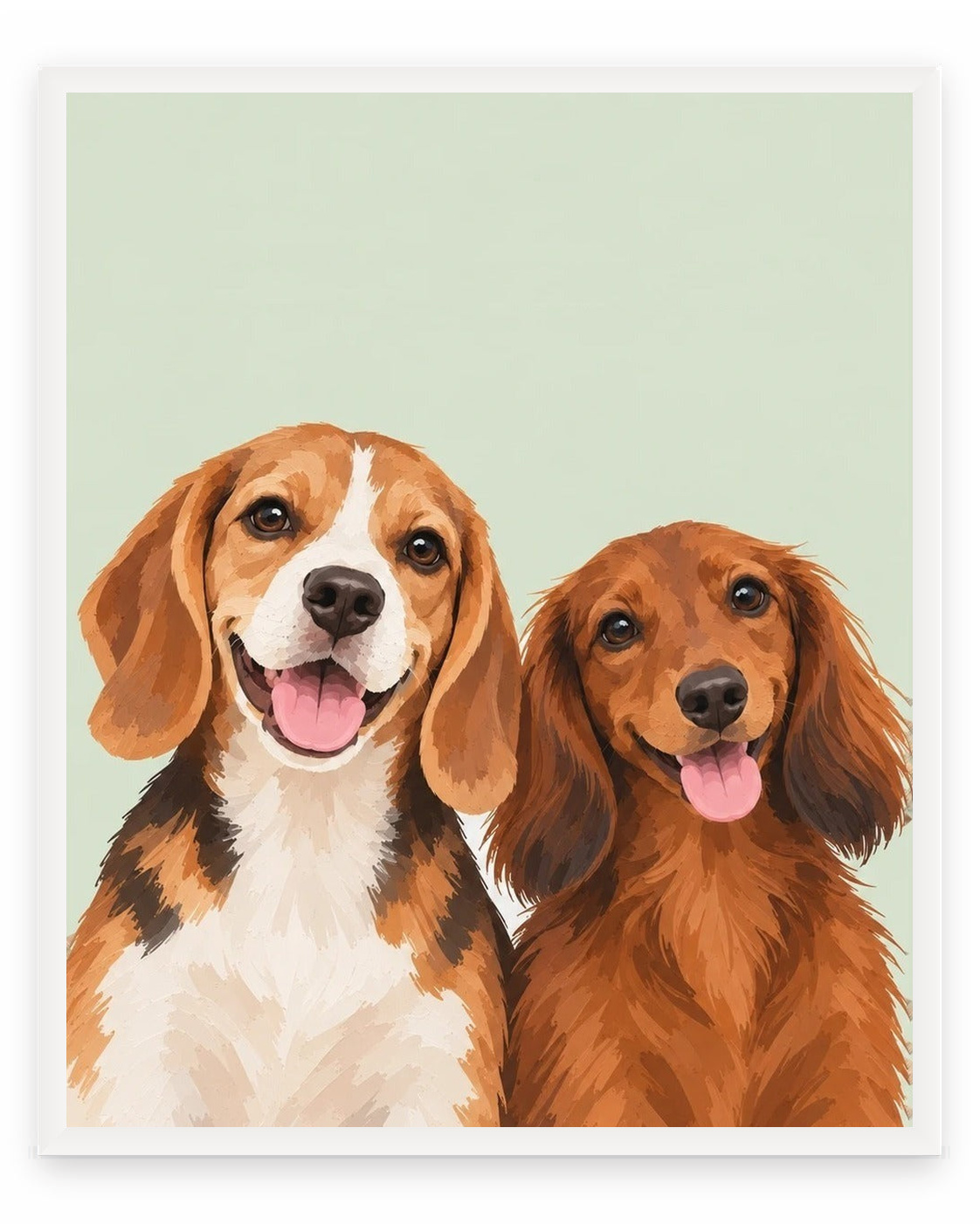 The Duo example, Sage background, No name print, White frame