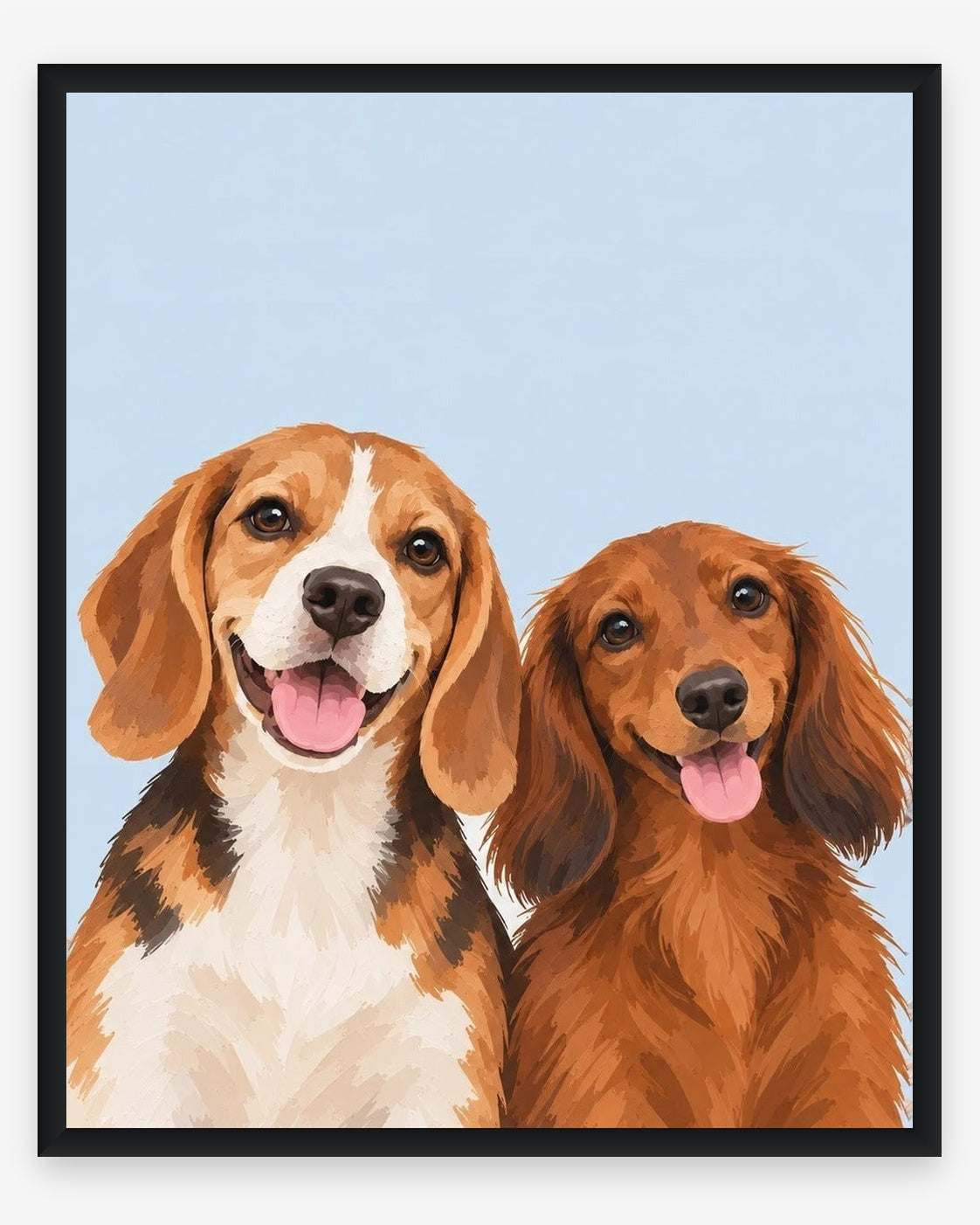 The Duo example, Sky Blue background, No name print, Black frame