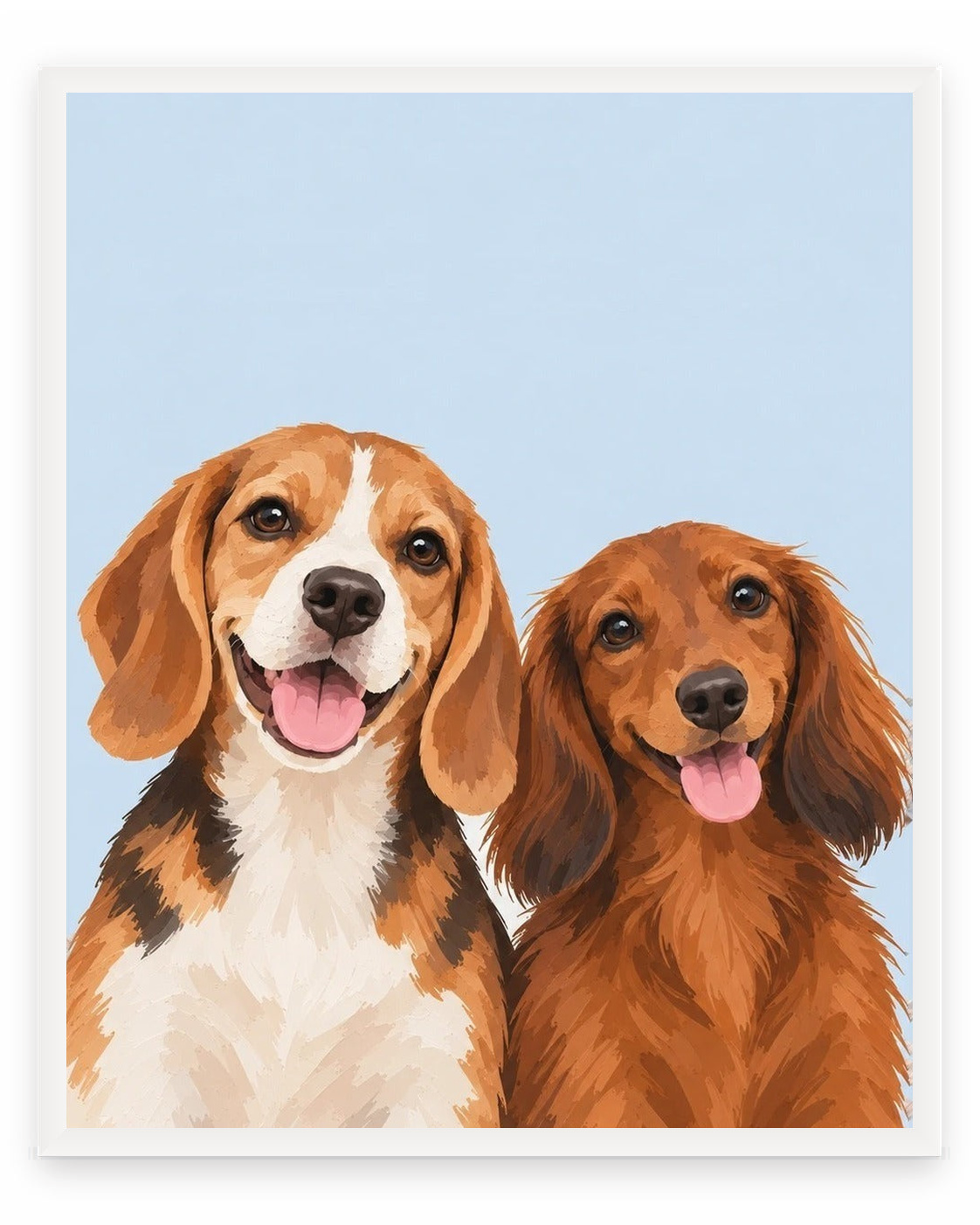 The Duo example, Sky Blue background, No name print, White frame