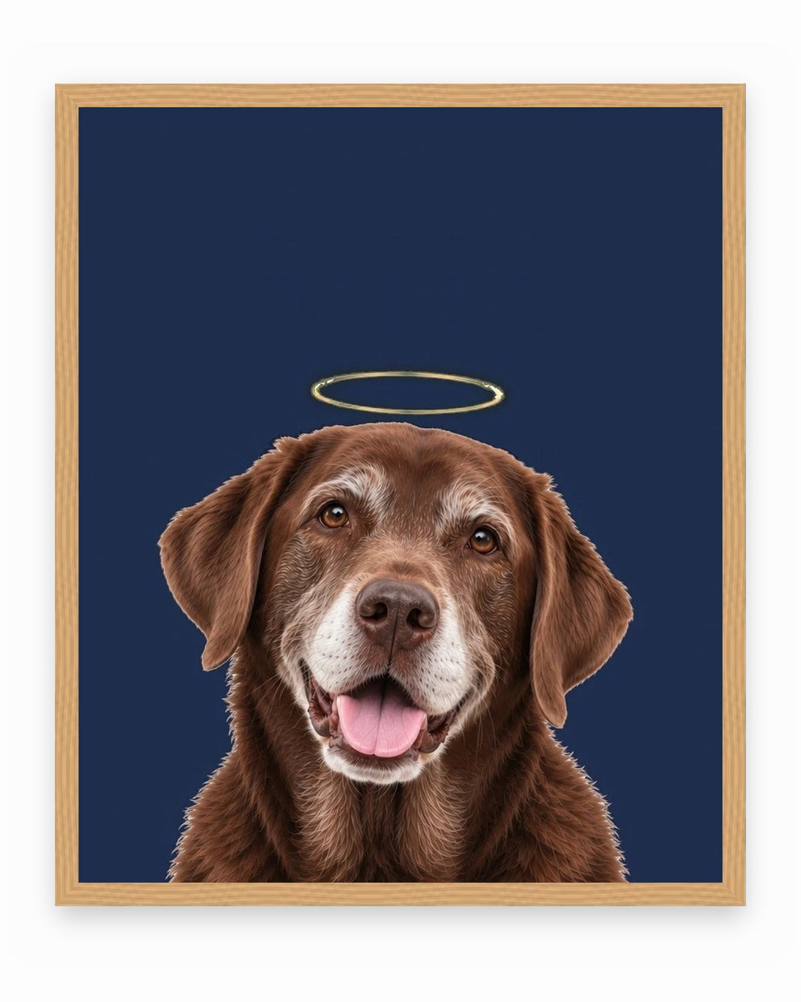 Forever Loved example, Navy background, No name print, Oak frame
