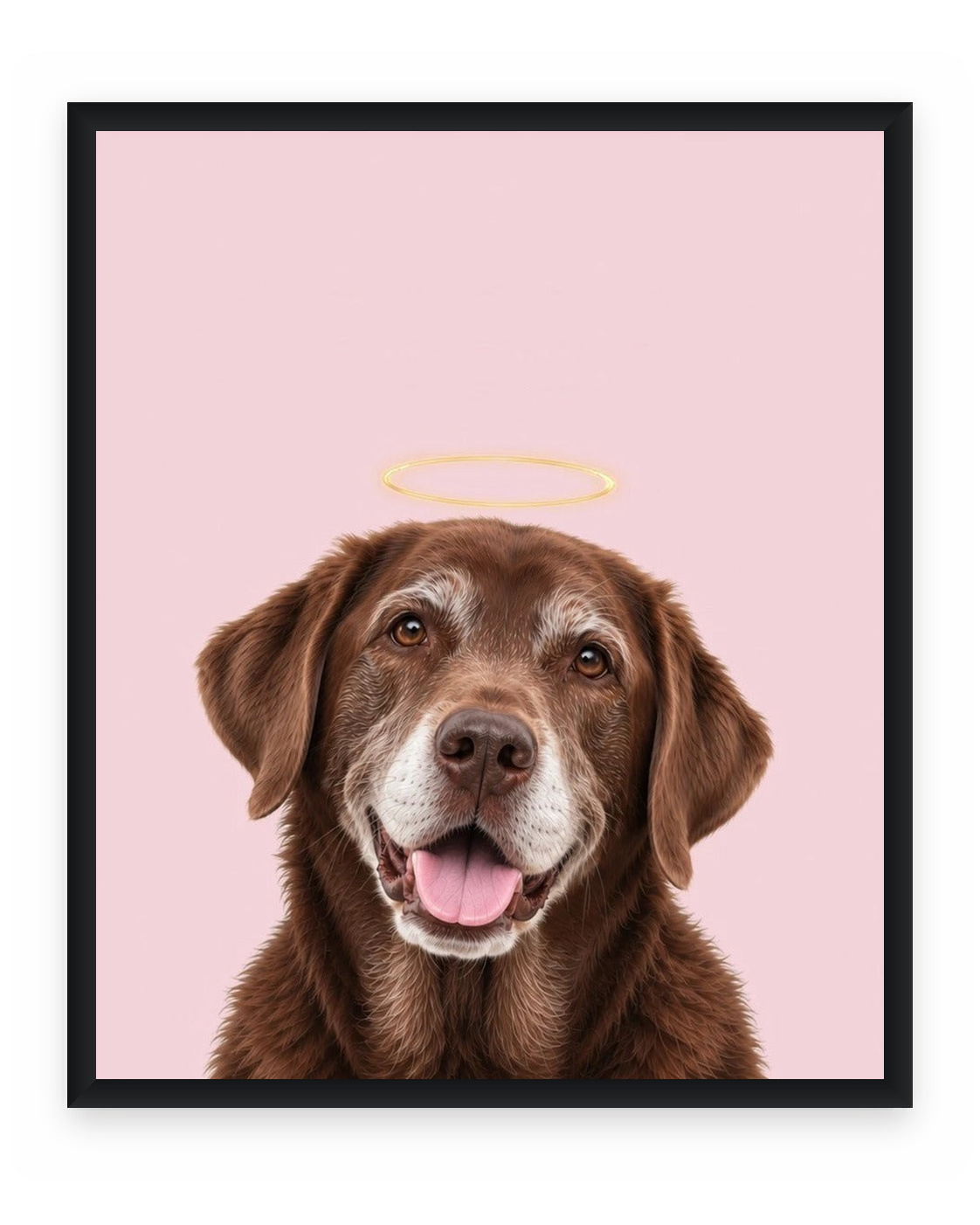 Forever Loved example, Pink background, No name print, Black frame