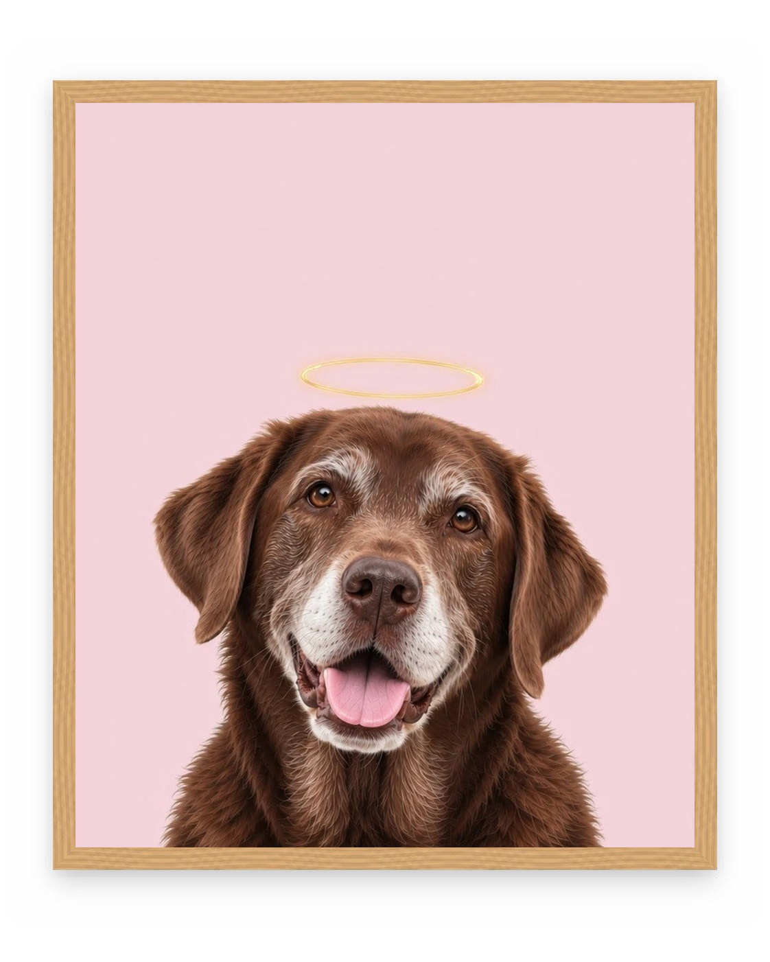 Forever Loved example, Pink background, No name print, Oak frame