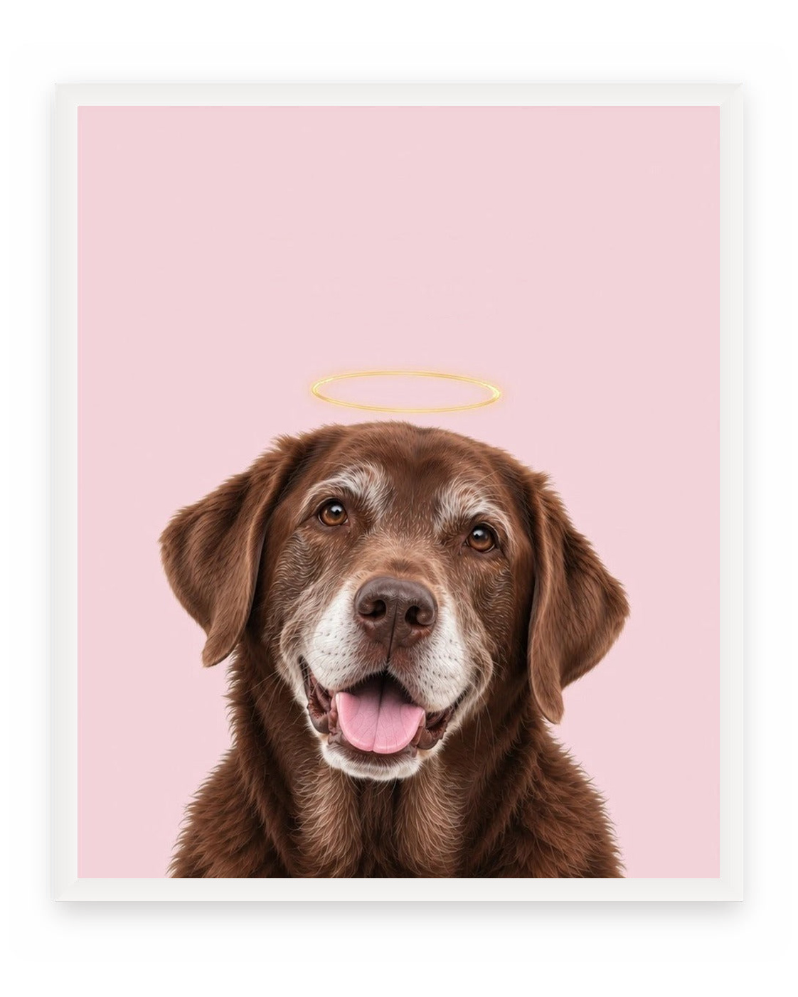 Forever Loved example, Pink background, No name print, White frame