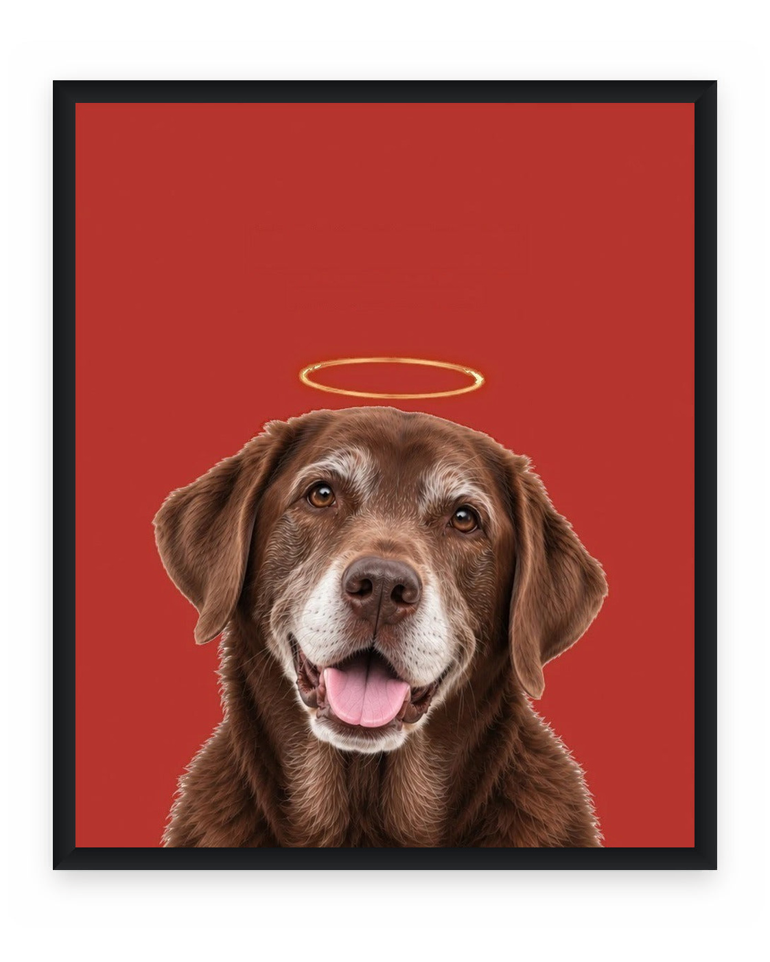Forever Loved example, Red background, No name print, Black frame