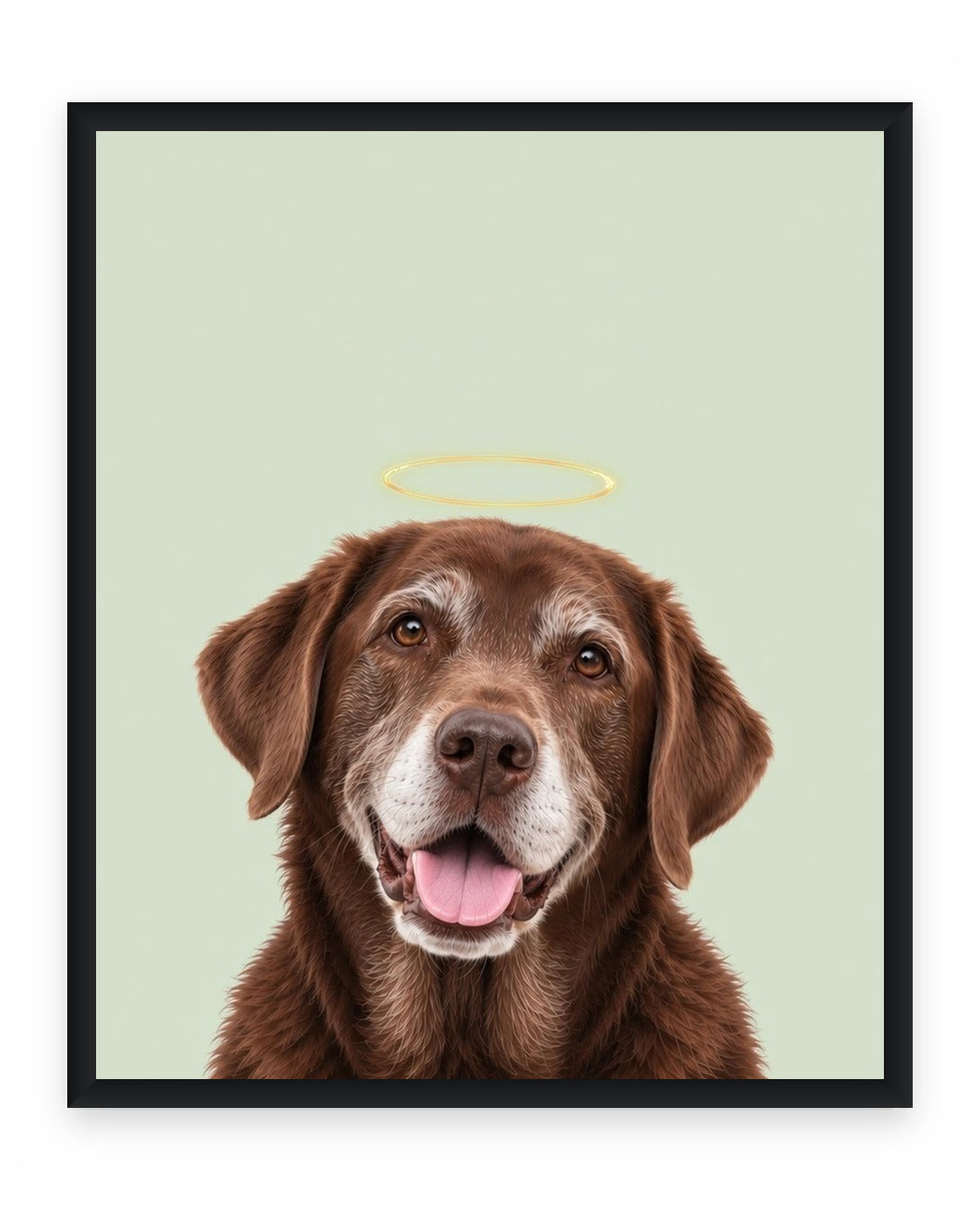 Forever Loved example, Sage background, No name print, Black frame