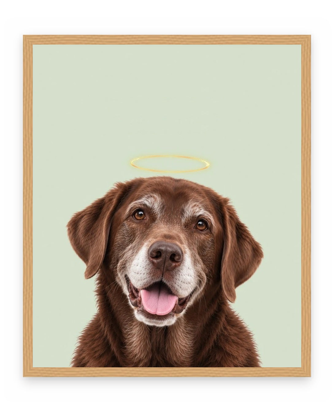 Forever Loved example, Sage background, No name print, Oak frame