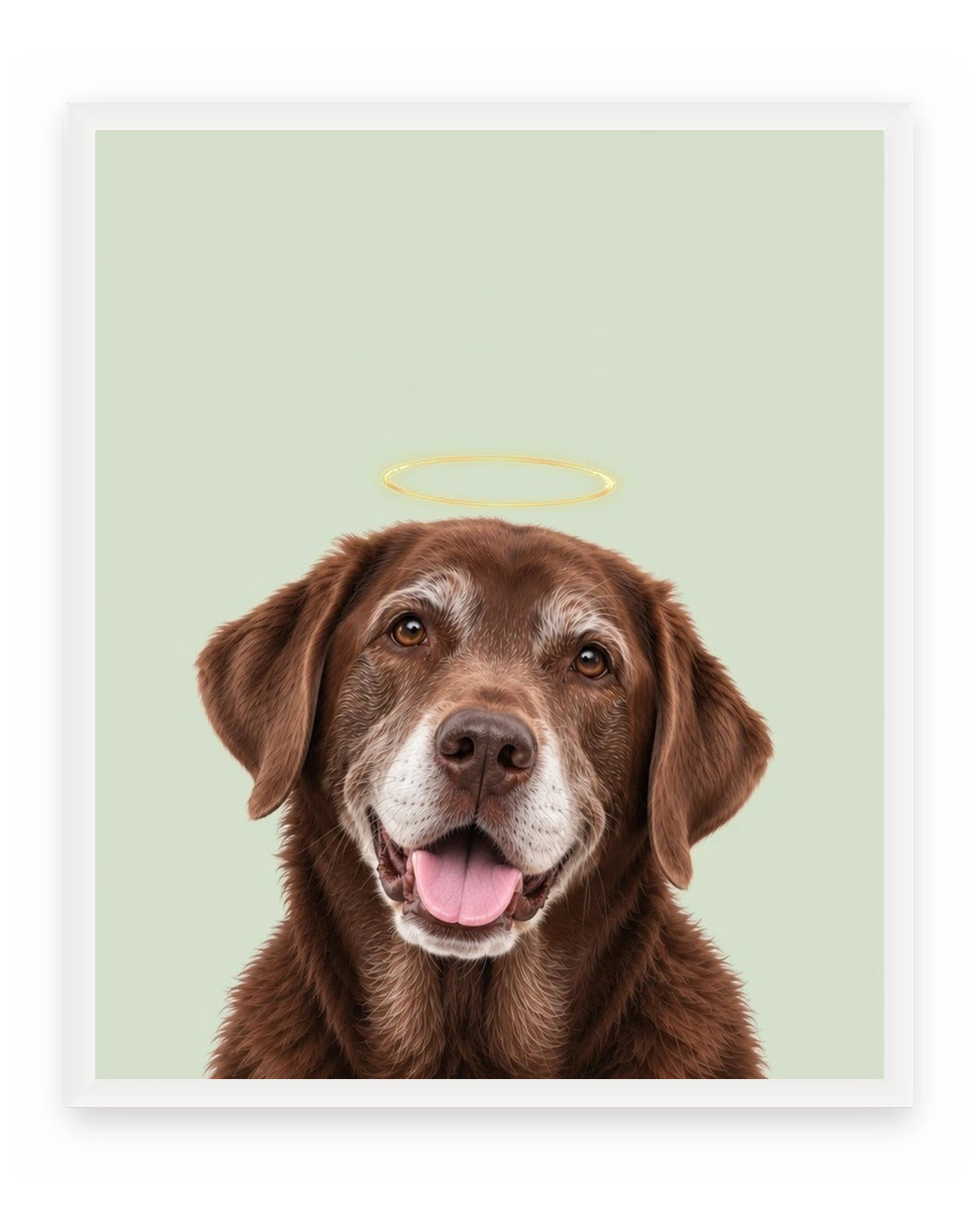 Forever Loved example, Sage background, No name print, White frame