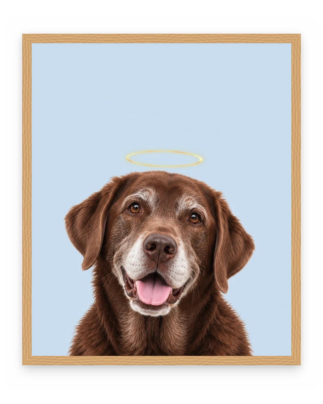 Forever Loved example, Sky Blue background, No name print, Oak frame
