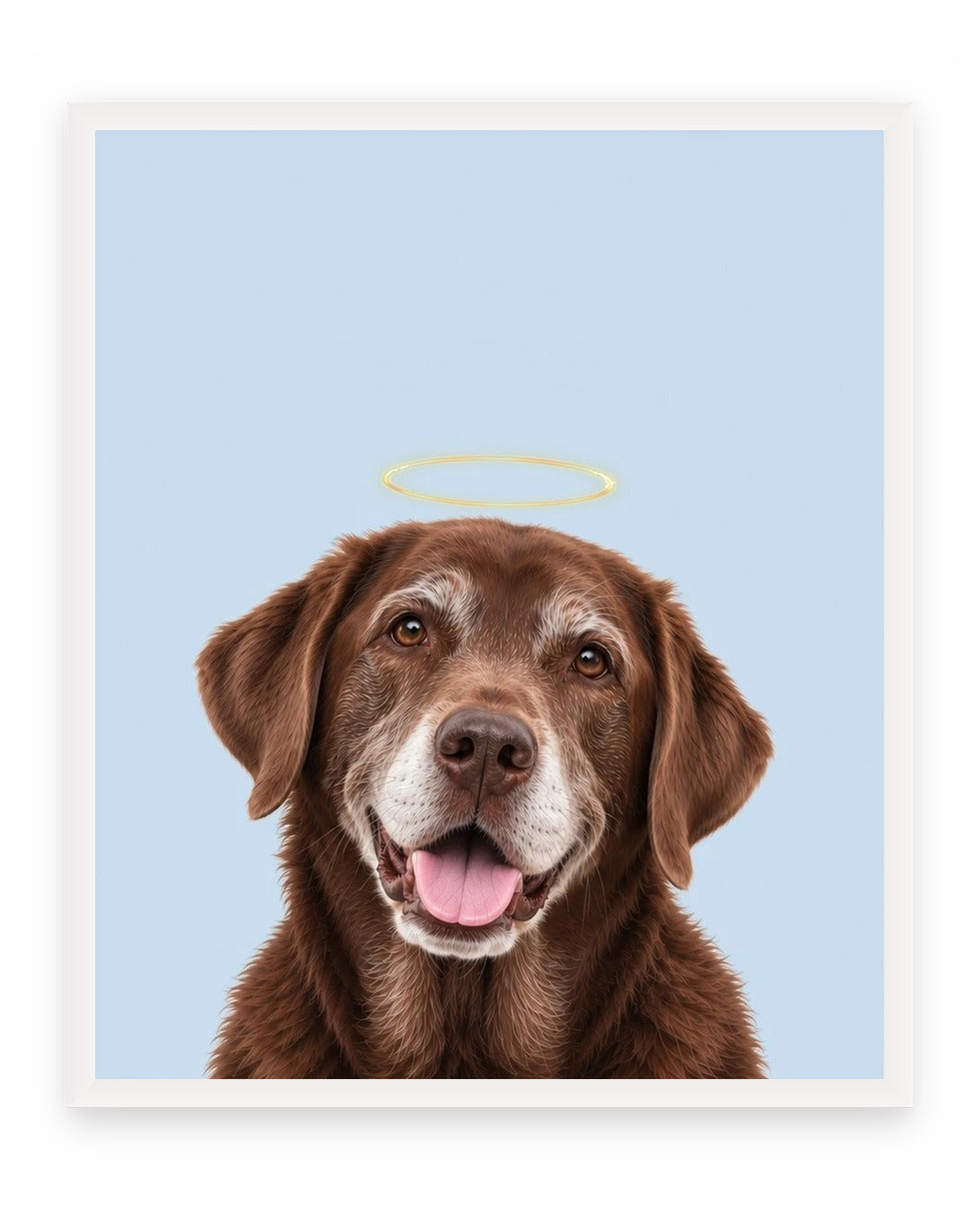 Forever Loved example, Sky Blue background, No name print, White frame