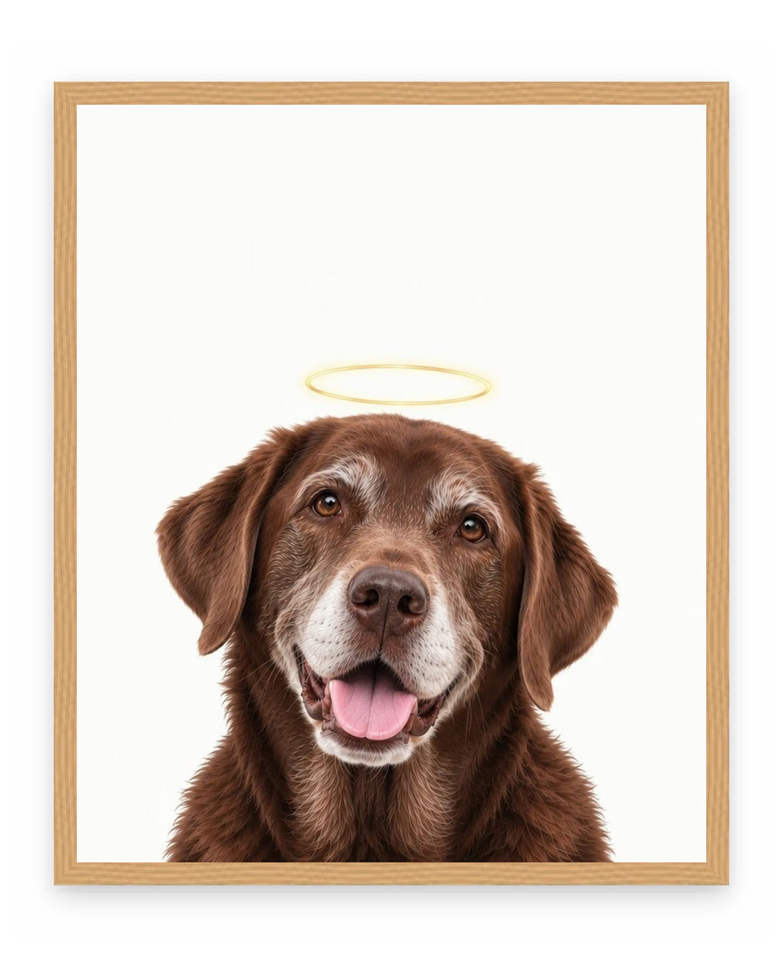 Forever Loved example, White background, No name print, Oak frame
